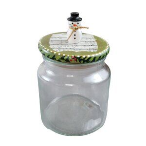 Glass Jar with Decorative Wooden Lids Lot of 6 Hand Painted Storage JH1827200